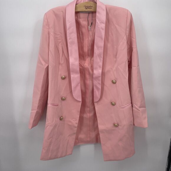 DOUBLE-BREASTED PINK BLAZER DRESS Blush Pink Size XL/10 #20D - Picture 1 of 5